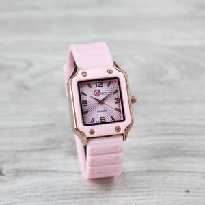 Jam tangan Wanita GV TECH 002 tali karet/rubber kotak analog original