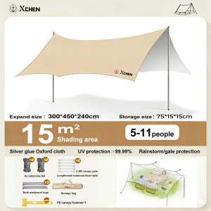 【Thickened vinyl】3*3/4.5/6M Flysheet Waterproof Canopy Tent Ultralight Weight Outdoor Tent UV Protection Camping Set Awning Tent