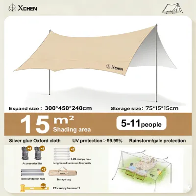 【Complete Set】3*3/4.5/6M Canopy Tent Outdoor Camping Set Ultralight UV Canopy Flysheet Awning Tent Camping