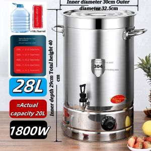 28-68LCommercial household Stainless steel  Large Capacity Electrothermal Barrels Water Boiling Barrel  hot drink machine hot drink bucket Soup Bucket double layer insulation Integrated Cooking Argy Wormwood Boiling Medicine Confinement Barrel