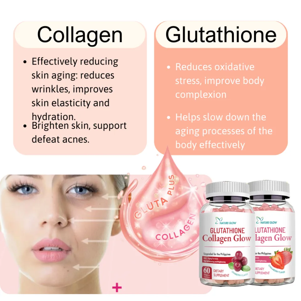 Glutathione Collagen Glow Gummies Anti-Aging Whitening Skin Glow Collagen  Gummies Vitamins Gummies from Nature Glow | Lazada PH