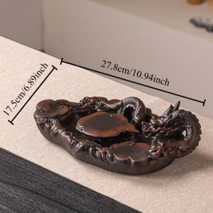 xpkQ New Chinese Style Retro Purple Pottery Small Kung Fu Tea Tray Household Minimalist Tea Tray Water Storage Dry Tea Brewing Table 8K3Q7