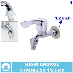 Kran Air Engkol Stainless 1/2 inch Keran Tembok Taman Kamar Mandi Shower Wastafel Mesin Cuci Piring