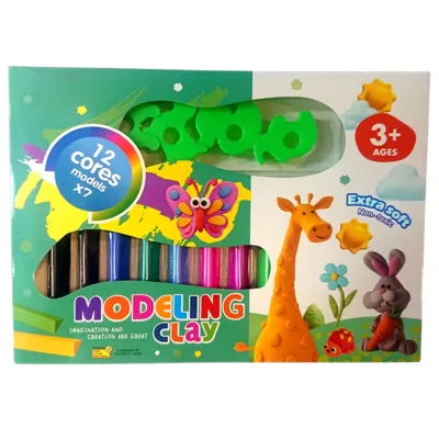 Modeling Clay Extra Soft Non-Toxic 12 colors with 7 Molds Size Large