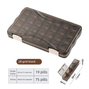 Pill Box Dispenser Container 7 Days Weekly  high-capacity Travel Independent Lattice 28 Grids Tablet