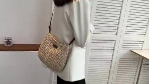 Yogodlns Summer Rattan Straw Bag For Women Knitted Beach Bag Bohemia Style Crossbody Bag