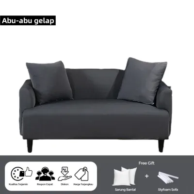 MIRACLE Cover Sofa sarung sofa tamu 1/2/3/4 tempat duduk set sarung sofa elastis ( Bonus 1 Sarung Bantal dan stickfoam ) Cushion Protector Covers BAHAN ELASTIS Elastic Sofa Cover/ Anti-Selip penutup sofa ruang tamu