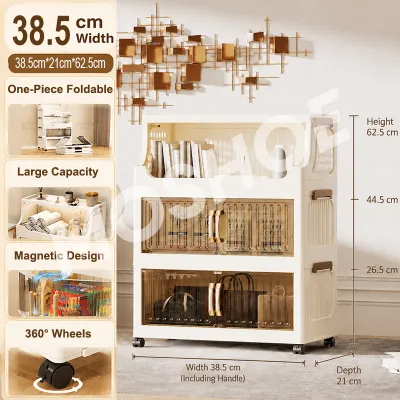 MOSHOE Foldable Storage Cabinet Plastic Wardrobe Storage Box Multipurpose Durabox for Kitchen Bedroom Bathroom