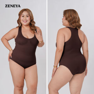 Zeneya Racerback Bodysuit For Women Sleeveless Shapewear Tank Top Body Suit Bodycon Body Shaper Basict Waist Tummy Control Slim Fit Tops Plain Basic Brown Beige Black Casual Wear Regular Plus Size