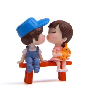 3Pcs/Set Miniature Dollhouse Girl Boy Bench Old Couples Park Toys for Bonsai Craft Garden DIY Decor