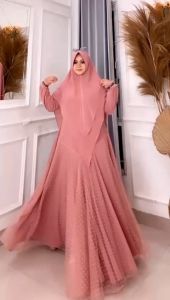 REALPICT COD GAMIS SYARI FREE HIJAB BAHAN CERUTY MIX TILE BUSUI LD 110 PB 140 BEST SELLER PREMIUM