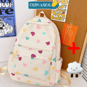 Balo đi học nữ balo du lịch nữ balo thời trang nữ họa tiết trái tim bông hoa xinh xắn cute màu sắc vui tươi nhiều ngăn chống nước CX08