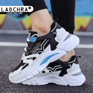 Laochra Men Autumn Sneakers 2021 Chunky Platform Lace-up Casual Shoes Retro Style Classic Rubber Chunky Sneakers Wedge Heel Shoes Dad Shoes
