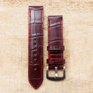 Tali Jam Tangan Kulit Sapi Pull up Motif Croco Warna Maron Bergaransi