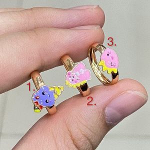 Cincin anak emas asli kadar 70 16k boneka ice cream dino kartun ungu pink baby bayi tanpa permata