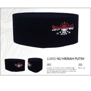 Juragan 47 - Sabar Peci NU Songkok Kopyah Hitam Polos Logo NU Premium Quality Tinggi 910 cm Anak dan Dewasa Warna Logo Hijau Emas Merah Putih