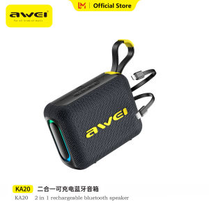 Awei ลำโพงบลูทูธขนาดเล็กแบบทูอิน1ชาร์จได้10Wลำโพงไร้สายสุดทึ่งเสียงระบบเสียงเบสรอบทิศทางไฟสีสันสดใส RGB พร้อมสาย Type-C Apple เวลาเล่น9ชั่วโมงรองรับกล่องลำโพงพกพา TWS