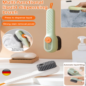 🩷Buy 1 Get 1 Free🩷【Clean Brush】Soft Bristle Cleaning Brush with Liquid Press Laundry Brush with Handle Multi-Purpose Brush Shoe Scrubber Soft Clothes Cleaning Brush Press Shoe Brush that Releases Liquid Efficient Wip