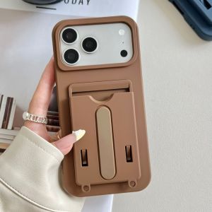Luxury Card Holder Slot Wallet Photo Pocket Phone Case For iPhone 17 16 15 14 Plus 13 12 11 Pro Max Matte Silicone Bracket Cover
