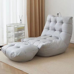 Cat claw leather FREE Pedal L-Shape Bean Bag Chair Sofa Kerusi 4 kg Full Set Filling Durable Soft Sofa Material懒人沙发