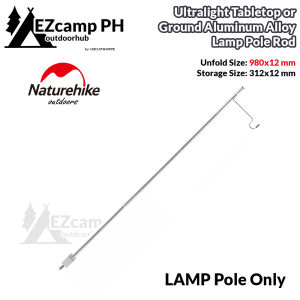 Naturehike Small Lamp Pole Outdoor Camping Aluminum Alloy Ultra Lightweight Camp Portable Foldable Lantern Post Holder Gas LED Light Rod Stick Tabletop Bracket or with Ground Nail Folding Stand Nature Hike