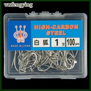wxfengying 100pcs đóng hộp trắng Fox móc thép gai bạc carbon cao thép cho pelteobagrus fulvidraco và cá hồng câu cá