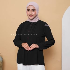 Syakira Kemeja Wanita Kekinian Premium Kemeja Blouse Crinkle Airflow Adem Nyaman Full Kancing