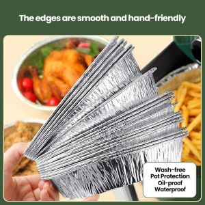 10Pcs Oil-Proof Aluminum Foil Tray Air Fryer Paper Liner Disposable Non-Stick Kitchen Baking Foil Tray Pan