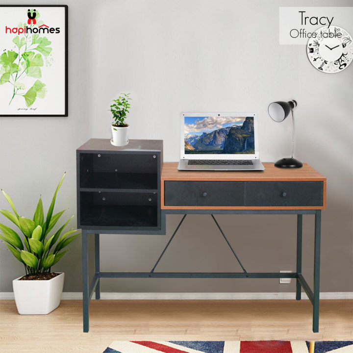 Hapihomes Tracy Wooden Metal Office Table/Desk (47.24L x 18.89W x 34