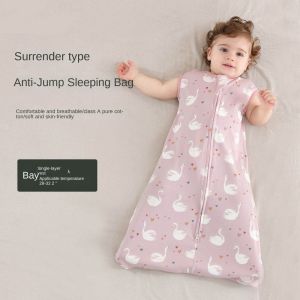 KAKA Thin Baby Sleeping Bag Breathable Pajamas Cotton Baby Vest Pajamas Cute Anti-Kicking Cocoon Newborn Swaddle Blanket for Newborn