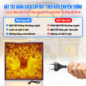 Đèn Hào Quang Cây Bồ Đề In Tranh Trúc Chỉ Vuông Trang Trí Phòng Thờ Bàn Thờ Treo Tường TC-TV-05