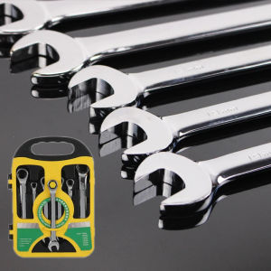 7Pcs/set Rachet Combination Wrench Steel Chrome Vanadium 8mm/10mm/12mm/13mm/14mm/17mm/19mm