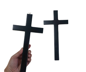 Elegant Plain Black Catholic Cross 11 inches/Lords prayer / Hail Mary Cross cut wood/ Jesus Christ Hanging on the Cross/Hand Made/ Made of High-Quality Wood/Fast Delivery