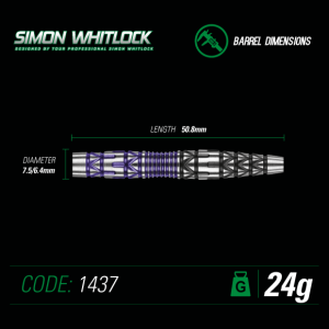 {FREE Flight + Shaft} Winmau Simon Whitlock S.E. Onyx/Vetalic Steeltip Dart Set 90% Tungsten alloy  (1437)