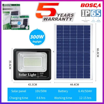 BOSCA 5 Year Warranty 300W Heavy Duty Solar Led Outdoor Flood Light Street Lamp IP65 Waterproof With Remote BOSCA-S01