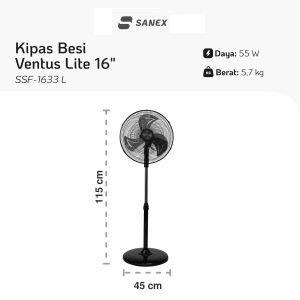 Sanex Stand Fan Ventus Lite SSF 1633 L / 1833 L Kipas Berdiri Besi 16 dan 18 Inch