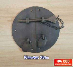 Overpal Grendel Pengunci Lemari Pintu Rumah Pagar Kuningan Antik 15cm