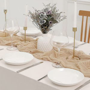 90*180CM Pleated Tablecloth Semi-Sheer Gauze Table Runner Sage Cheesecloth Table Setting Dining Wedding Decoration