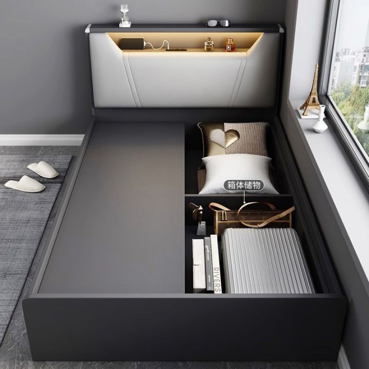 Modern Simple Single Bed 1.2 Rice Nordic Small Apartment with Light