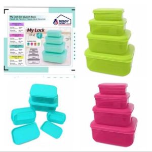 Toples Kotak Serbaguna My Lock Set 4pcs/ Lunch Box Set Tempat Makanan merek biggy bpa free elecstor3