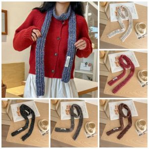 XINSU38 Y2K Style Colorful Slender Scarf Harajuku Soft Long Narrow Scarves All-match Neckerchief Knitted Colorful Dot Shawl Girl
