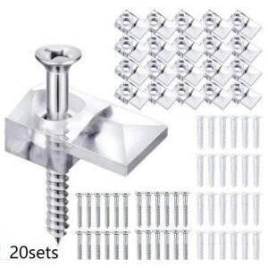 20pcs Wardrobe Mirror Glass Clip Drill-Free Mirror Nail Glass Support Bracket Mirror Mounting Clip