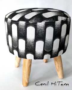 kursi stool bulat motif cenil | sofa stool kayu jati minimalis