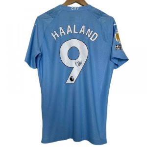 Man.city เสื้อเจอร์ซี่ย์แขนสั้น Harland No. 9พิมพ์ลายเซ็นผู้เล่นรุ่นแข่งขันชุดฟุตบอลพัดลมฟุตบอลของขวัญ