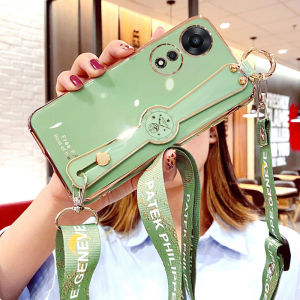 For OPPO Reno 8T 5G Reno 8T 4G Wristband Phone Case Casing with Free long lanyard  Electroplating candy color case with camera protection Case