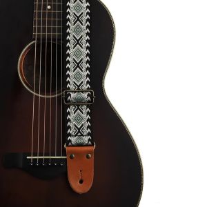P&P Guitar Strap Adjustable Embroidered Belt with Leather End for Bass Electric Acoustic Guitar2026