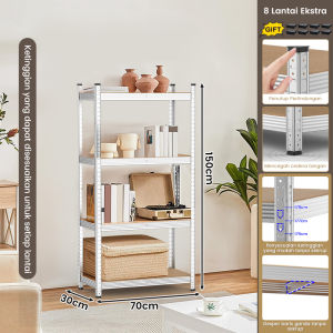 Animacos Rak besi gudang susun serbaguna Penyimpanan 5 Lantai rak akuarium rumah rak buku