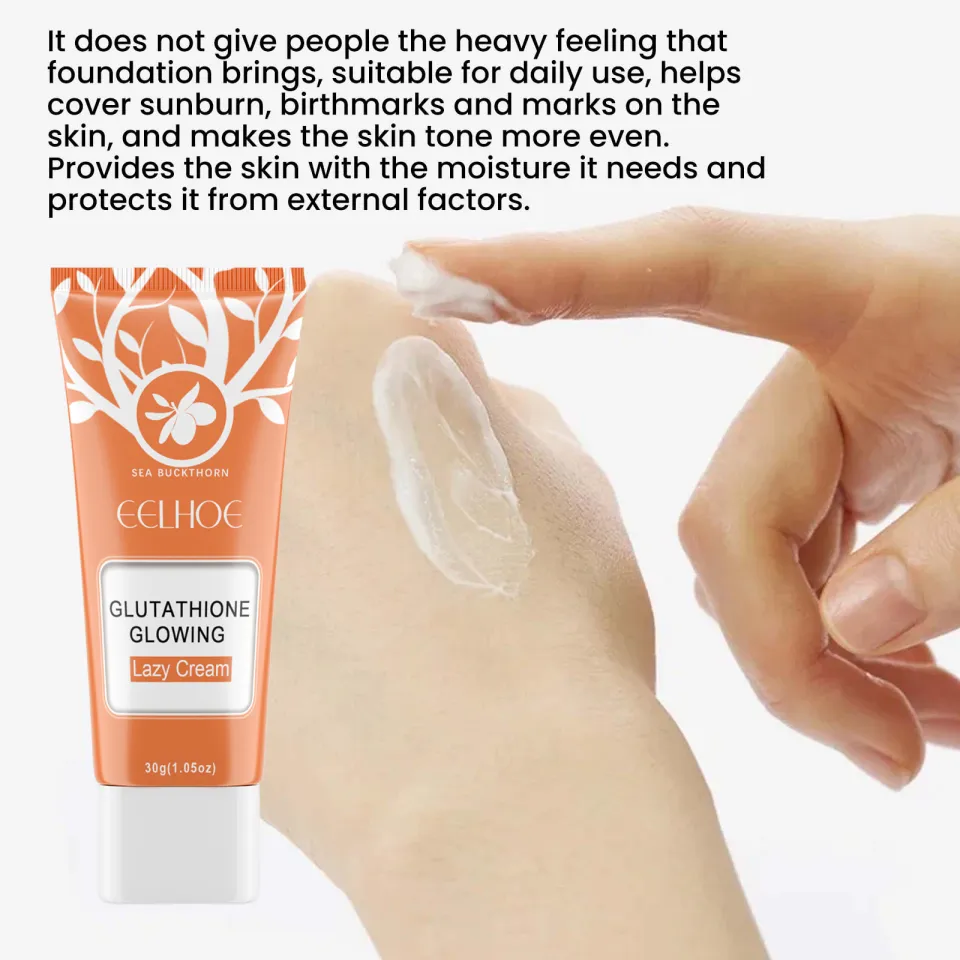 eelhoe glutathione Glowing Lazy Cream 30g Lazy Plain Cream Whitening Brighten Face Foundation for Natural Nude Makeup Waterproof Full Coverage Acne Scars Cosmetics Weight loss medication online Size:30 servings #HydrateSkin