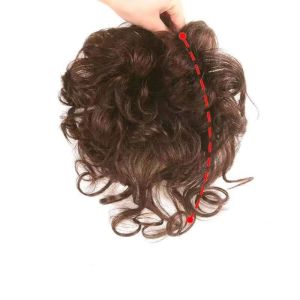 EXCES Corn Wave Synthetic Topper Hairpiece Wool Curl Clip in Short Curly Hair Replacement Invisible Head Top Hair Patch Covered White Hair