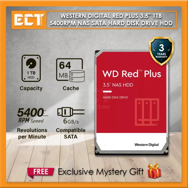 Western Digital WD Red Plus 3.5" 1TB 2TB 3TB 4TB 6TB 8TB 10TB 12TB 14TB 5400RPM NAS SATA Hard Disk Drive HDD